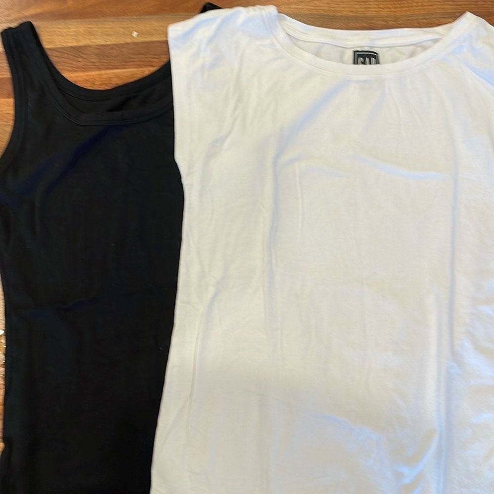 Gap Maternity White Shirt and Black Tank Top